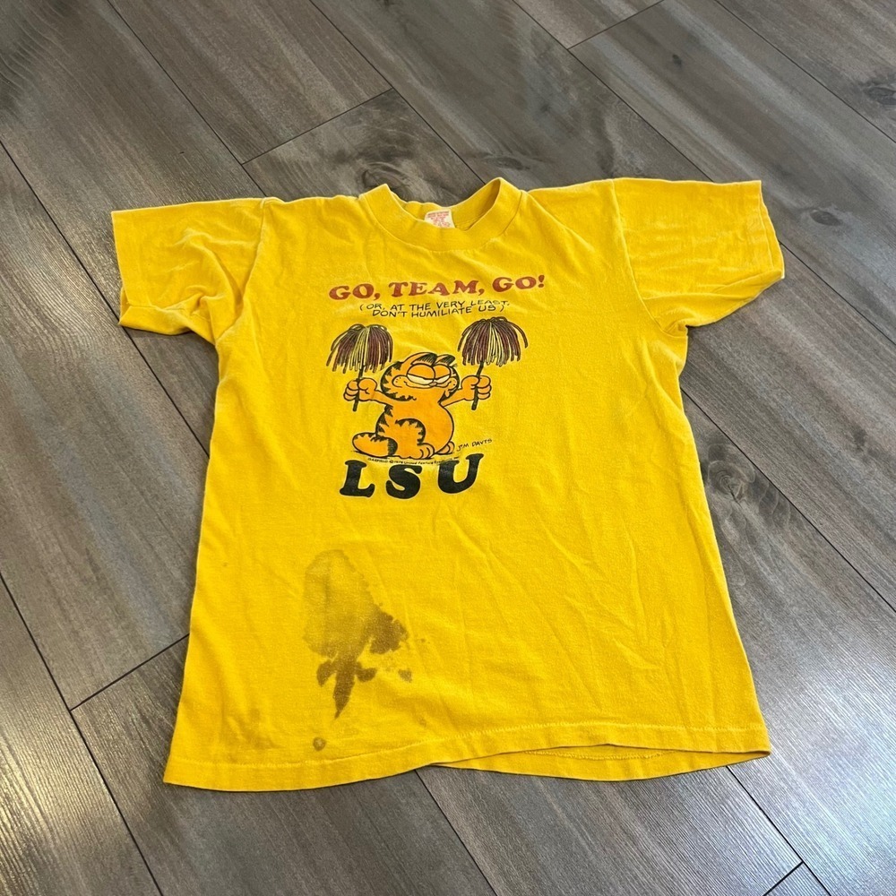 Vintage‎ 70s LSU Garfield College T Shirt Collegiate Pacific Small Bin D-21